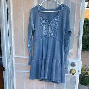 FP Movement by Free People Blue Waffle Knit Peasant Tunic